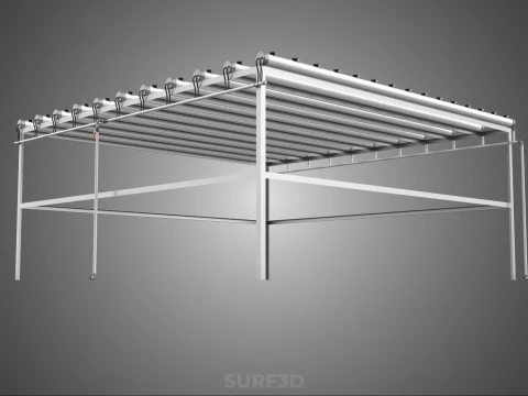 NFT GROW RACK PVC NETPOT SETUP SOIL-LESS HYDROPONIC FARM PLANT 3D Model