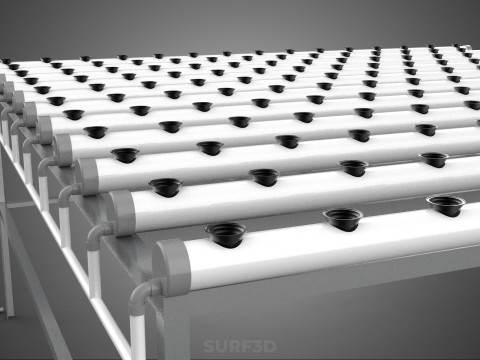 NFT GROW RACK PVC NETPOT INSTALLATION PLANTE HYDROPONIQUE SANS SOL Modèle 3D