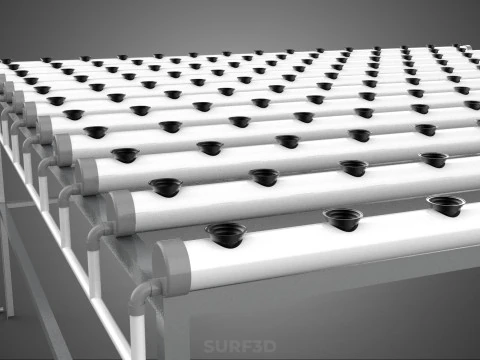 NFT GROW RACK PVC NETPOT SETUP SOIL-LESS HYDROPONIC FARM PLANT 3D Model