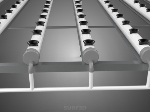 NFT GROW RACK PVC NETPOT INSTALLATION PLANTE HYDROPONIQUE SANS SOL Modèle 3D