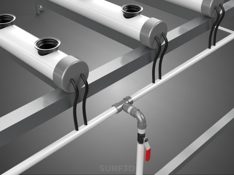 NFT GROW RACK PVC NETPOT INSTALLATION PLANTE HYDROPONIQUE SANS SOL Modèle 3D