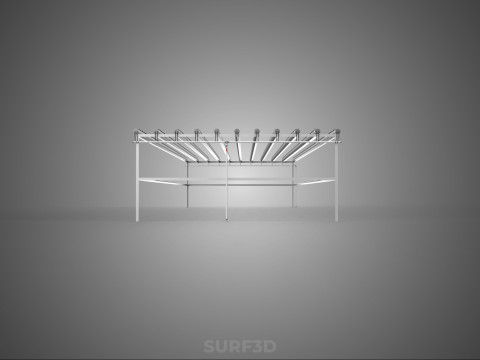 GROTE HYDROPONIC RACK NETCUP NFT SYSTEEM ARRAY TUINWERK LANDBOUW 3D Model