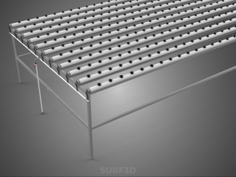 GROTE HYDROPONIC RACK NETCUP NFT SYSTEEM ARRAY TUINWERK LANDBOUW 3D Model