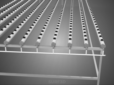 GROTE HYDROPONIC RACK NETCUP NFT SYSTEEM ARRAY TUINWERK LANDBOUW 3D Model