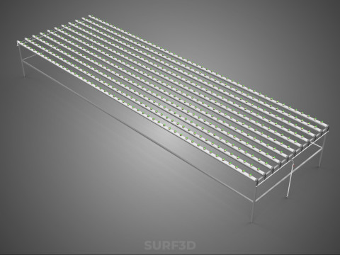 DİZİ SIRALAR BİTKİLER BÜYÜK ÖLÇEKLİ NFT HİDROPONİK KURULUM TARIM 3D Model