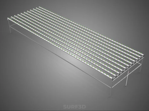 ARRAY ROWS PLANTS CROPS LARGE SCALE NFT HYDROPONIC SETUP FARMING 3D Model