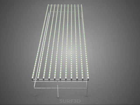 ARRAY ROWS PLANTS CROPS LARGE SCALE NFT HYDROPONIC SETUP FARMING 3D Model