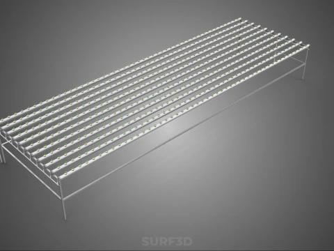 ARRAY ROWS PLANTS CROPS LARGE SCALE NFT HYDROPONIC SETUP FARMING 3D Model