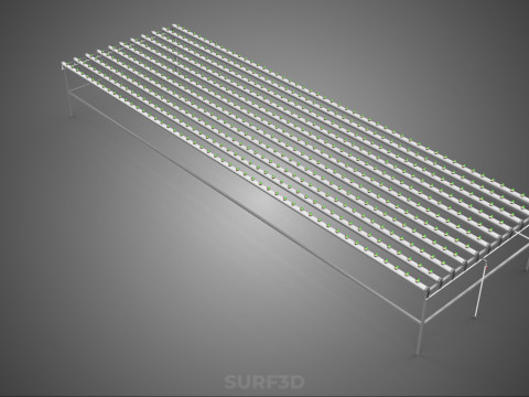 DİZİ SIRALAR BİTKİLER BÜYÜK ÖLÇEKLİ NFT HİDROPONİK KURULUM TARIM 3D Model