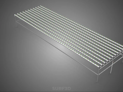 ARRAY ROWS PLANTS CROPS LARGE SCALE NFT HYDROPONIC SETUP FARMING 3D Model