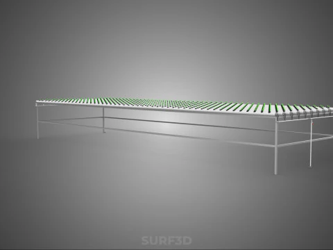 ARRAY ROWS PLANTS CROPS LARGE SCALE NFT HYDROPONIC SETUP FARMING 3D Model