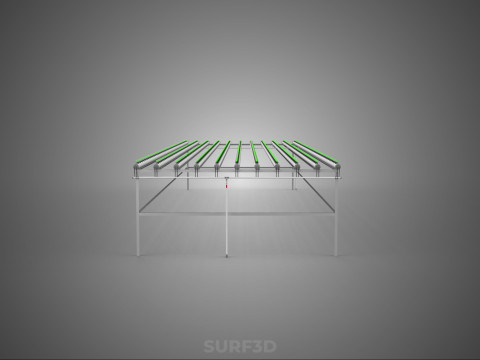 DİZİ SIRALAR BİTKİLER BÜYÜK ÖLÇEKLİ NFT HİDROPONİK KURULUM TARIM 3D Model