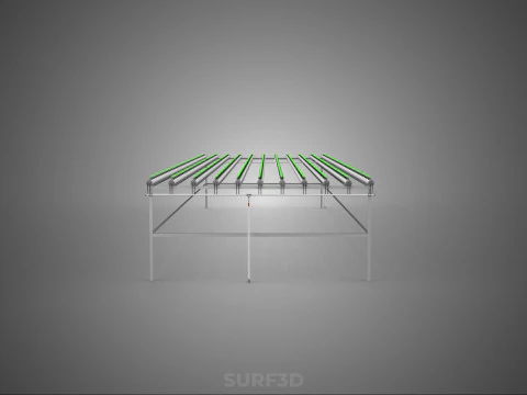 ARRAY ROWS PLANTS CROPS LARGE SCALE NFT HYDROPONIC SETUP FARMING 3D Model