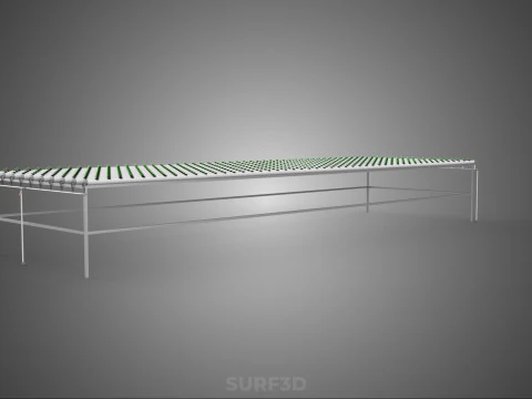 ARRAY ROWS PLANTS CROPS LARGE SCALE NFT HYDROPONIC SETUP FARMING 3D Model
