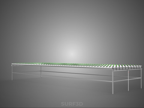 DİZİ SIRALAR BİTKİLER BÜYÜK ÖLÇEKLİ NFT HİDROPONİK KURULUM TARIM 3D Model