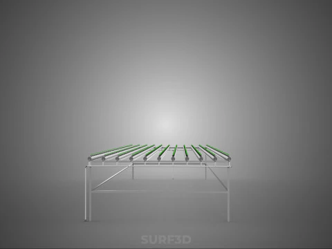 ARRAY ROWS PLANTS CROPS LARGE SCALE NFT HYDROPONIC SETUP FARMING 3D Model