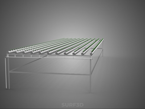 DİZİ SIRALAR BİTKİLER BÜYÜK ÖLÇEKLİ NFT HİDROPONİK KURULUM TARIM 3D Model