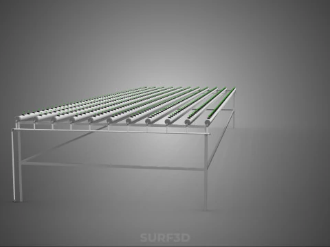 ARRAY ROWS PLANTS CROPS LARGE SCALE NFT HYDROPONIC SETUP FARMING 3D Model