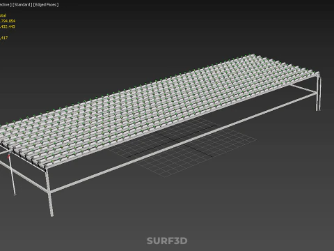 ARRAY ROWS PLANTS CROPS LARGE SCALE NFT HYDROPONIC SETUP FARMING 3D Model