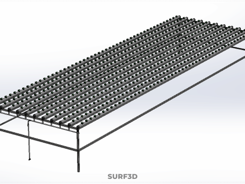 DİZİ SIRALAR BİTKİLER BÜYÜK ÖLÇEKLİ NFT HİDROPONİK KURULUM TARIM 3D Model