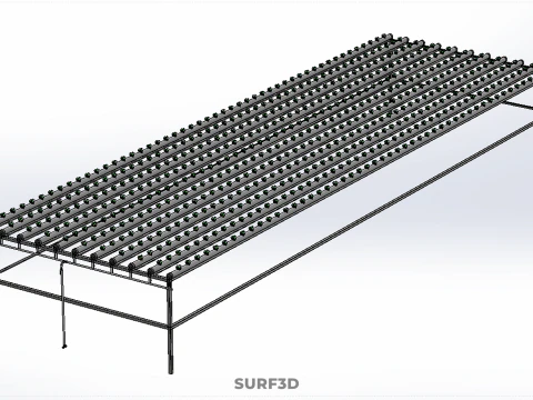 ARRAY ROWS PLANTS CROPS LARGE SCALE NFT HYDROPONIC SETUP FARMING 3D Model