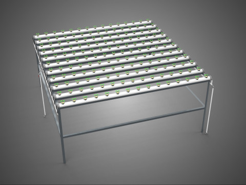 CONFIGURATION DE FERME HYDROPONIQUE LES SEMIS CULTURE DES POTS EN FILET TUYAUX NFT PARALLÈLES Modèle 3D
