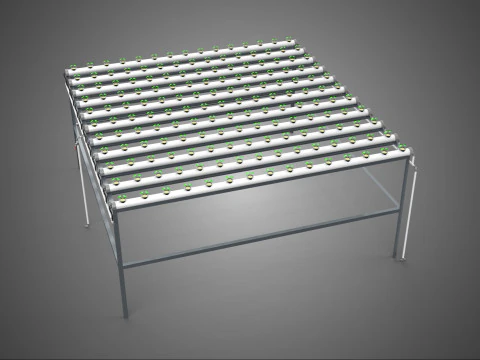 CONFIGURACI&Oacute;N DE GRANJA HIDROPONICA PLANTAS DE CRECIMIENTO EN MACETAS REDES TUBOS NFT PARALELOS Modelo 3D