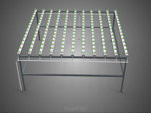 HYDROPONIC FARM SETUP SEEDLINGS GROW NET POTS PARALLEL NFT PIPES 3D Model