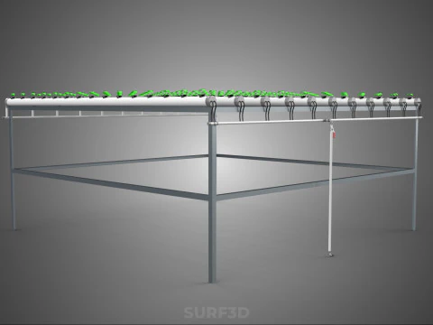 HYDROPONIC FARM SETUP SEEDLINGS GROW NET POTS PARALLEL NFT PIPES 3D Model