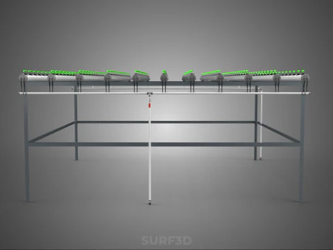 HYDROPONIC FARM SETUP SEEDLINGS GROW NET POTS PARALLEL NFT PIPES 3D Model