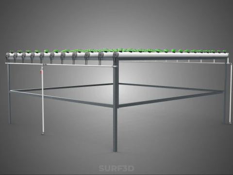 HYDROPONIC FARM SETUP SEEDLINGS GROW NET POTS PARALLEL NFT PIPES 3D Model
