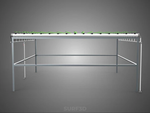 HYDROPONIC FARM SETUP SEEDLINGS GROW NET POTS PARALLEL NFT PIPES 3D Model