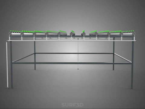 HYDROPONIC FARM SETUP SEEDLINGS GROW NET POTS PARALLEL NFT PIPES 3D Model