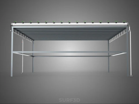 HYDROPONIC FARM SETUP SEEDLINGS GROW NET POTS PARALLEL NFT PIPES 3D Model