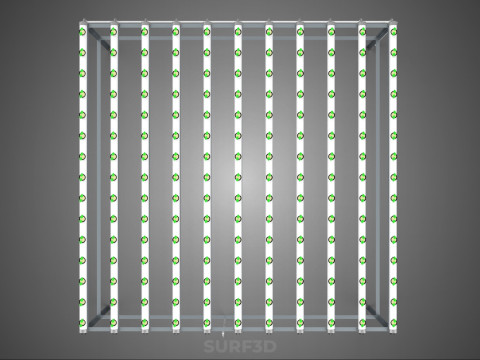 CONFIGURACIÓN DE GRANJA HIDROPONICA PLANTAS DE CRECIMIENTO EN MACETAS REDES TUBOS NFT PARALELOS Modelo 3D