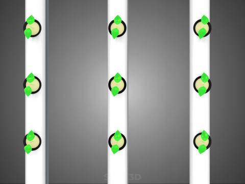 CONFIGURACIÓN DE GRANJA HIDROPONICA PLANTAS DE CRECIMIENTO EN MACETAS REDES TUBOS NFT PARALELOS Modelo 3D