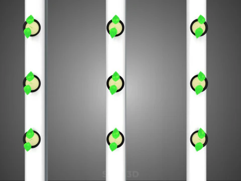 HYDROPONIC FARM SETUP SEEDLINGS GROW NET POTS PARALLEL NFT PIPES 3D Model
