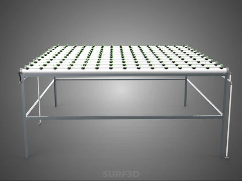 HYDROPONIC FARM SETUP SEEDLINGS GROW NET POTS PARALLEL NFT PIPES 3D Model