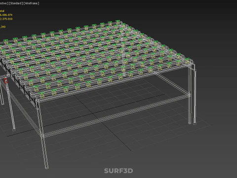 HYDROPONIC FARM SETUP SEEDLINGS GROW NET POTS PARALLEL NFT PIPES 3D Model