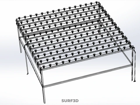 HYDROPONIC FARM SETUP SEEDLINGS GROW NET POTS PARALLEL NFT PIPES 3D Model