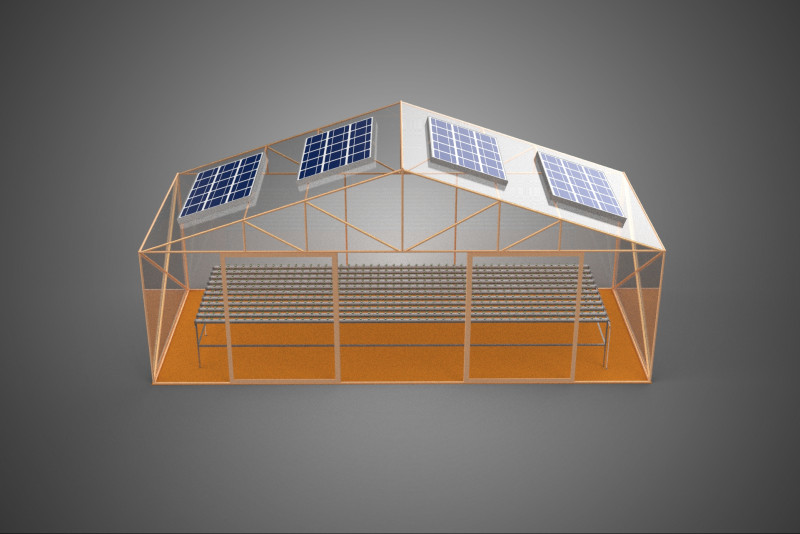 INDOOR SOLAR PANEL HYDROPONIC GREENHOUSE GLASSHOUSE FARM GARDEN 3D Model .c4d .max .obj .3ds .fbx .stl .blend 