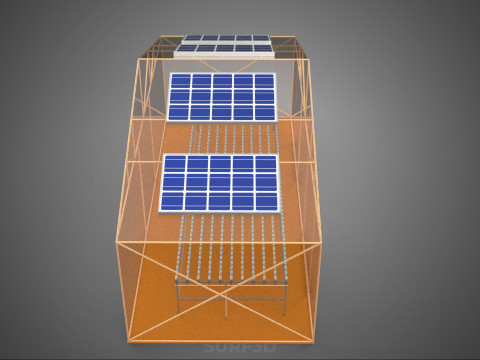INDOOR SOLAR PANEL HYDROPONIC GREENHOUSE GLASSHOUSE FARM GARDEN 3D Model
