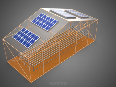 INDOOR SOLAR PANEL HYDROPONIC GREENHOUSE GLASSHOUSE FARM GARDEN 3D Model