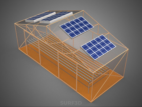 INDOOR SOLAR PANEL HYDROPONIC GREENHOUSE GLASSHOUSE FARM GARDEN 3D Model