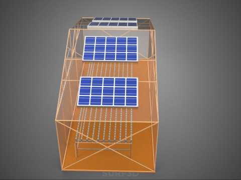 INDOOR SOLAR PANEL HYDROPONIC GREENHOUSE GLASSHOUSE FARM GARDEN 3D Model