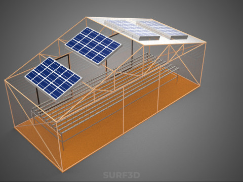 INDOOR SOLAR PANEL HYDROPONIC GREENHOUSE GLASSHOUSE FARM GARDEN 3D Model