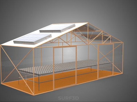 INDOOR SOLAR PANEL HYDROPONIC GREENHOUSE GLASSHOUSE FARM GARDEN 3D Model