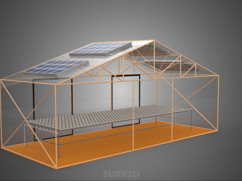 INDOOR SOLAR PANEL HYDROPONIC GREENHOUSE GLASSHOUSE FARM GARDEN 3D Model