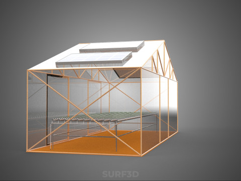 INDOOR SOLAR PANEL HYDROPONIC GREENHOUSE GLASSHOUSE FARM GARDEN 3D Model