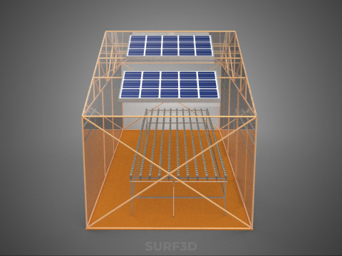 INDOOR SOLAR PANEL HYDROPONIC GREENHOUSE GLASSHOUSE FARM GARDEN 3D Model